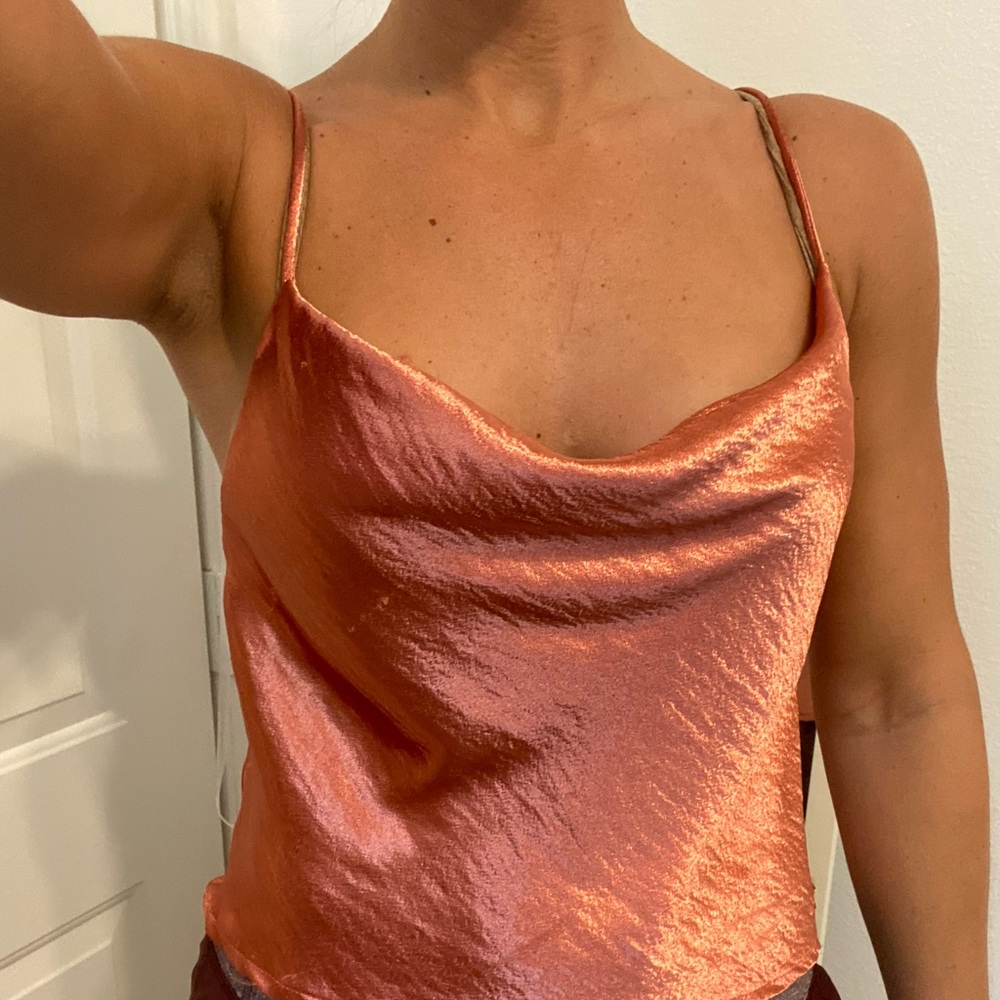 Metallic copper camisole top
